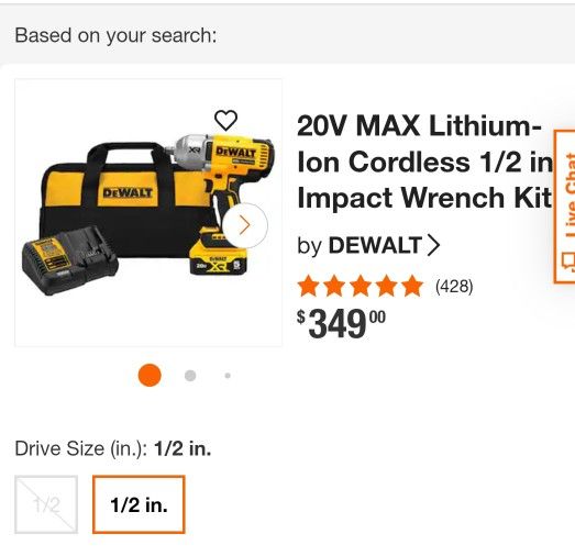 Dewalt 1/2 Impact Wrench Kit
