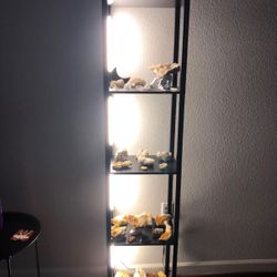5 Tier Corner Shelf with LED Light, 57.7" Tall Corner Stand Shelves Modern Home Decor Display Floor Lamps, Corner Furniture Open Bookshelf for Bedroom