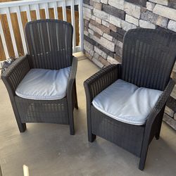 Pair of wicker patio chairs