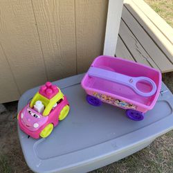 ToyPink Wagon And Pink Mega Block Car