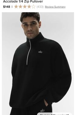 SELL TODAY - AUTHENTIC UNISEX ALO YOGA Accolade Quarter Zip Sz SMALL