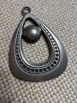 Silver-Tone Metal Pendant with Ball Detail