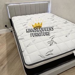Queen Size Bed Frame With Pillow Top Mattress Included 