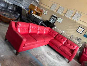 Leather red sectional