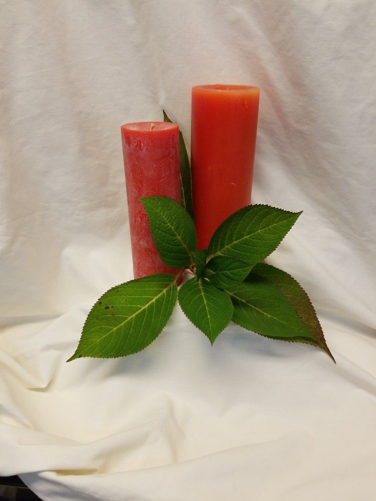 2 Red Pillar candle
