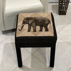 Black Upholstered Elephant Ottoman Stool