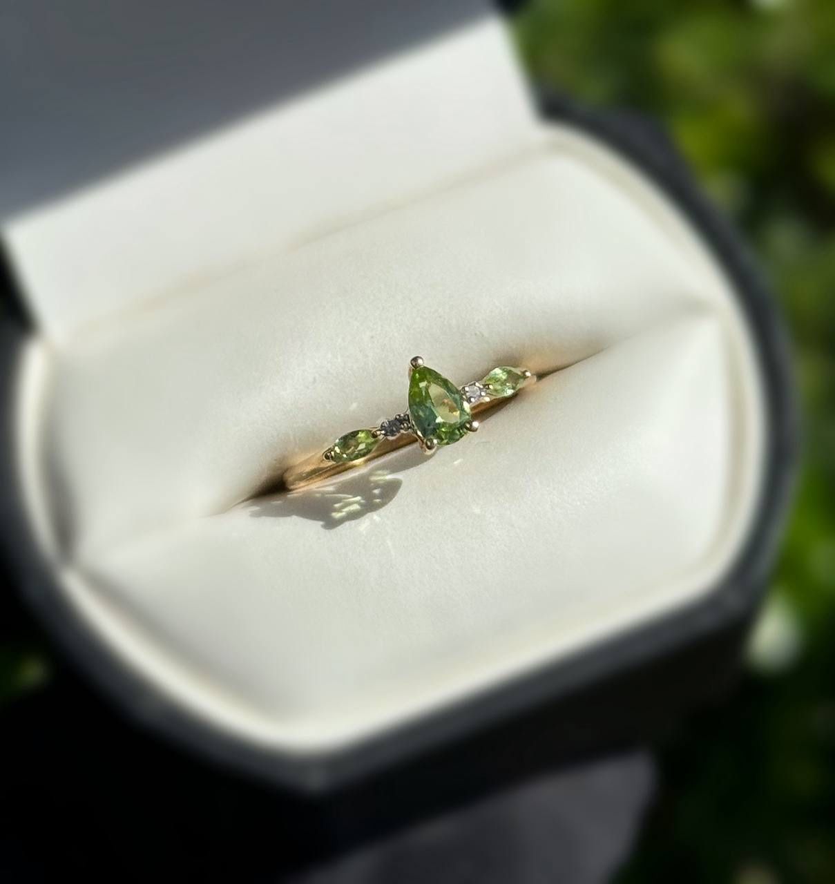 Jewelry 10k solid yellow gold diamond malachite 0.52CTW ring sz 7.00