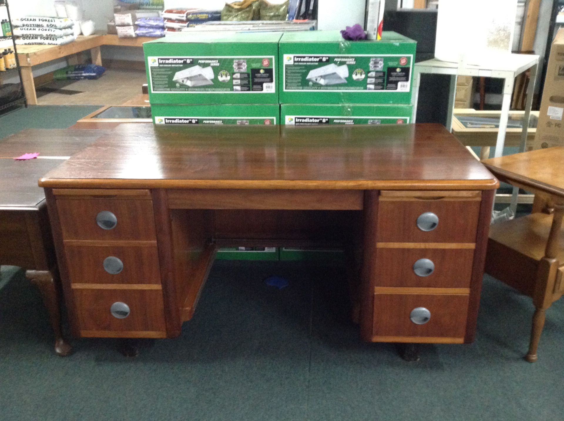 Executive refurbished solid wood desk 58 inch wide 32 inch deep 29 inch tall