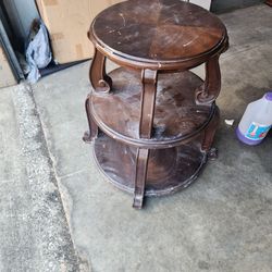 3-Tier Round Wood Side Table