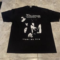 Vintage 90s Y2K The Doors Light My Fire Cotton Band Tee Rap T-Shirt XL