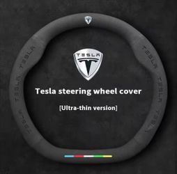 For Tesla Model 3  Y S Model X Roadster Car Suede Anti-slip Breathable Car Steering Wheel Cover Auto Accessories