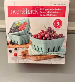 Over&Back 3-Piece Ceramic Multipurpose Berry Baskets Set - Brand New In Box