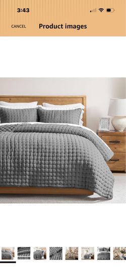WDCOZY Cloud Soft Quilt Set, King Size, Dark Grey, 3 Pieces 104x90 inches Lightweight Bedspread, Farmhouse Coverlet, Rustic Thin Bedding Comforter for