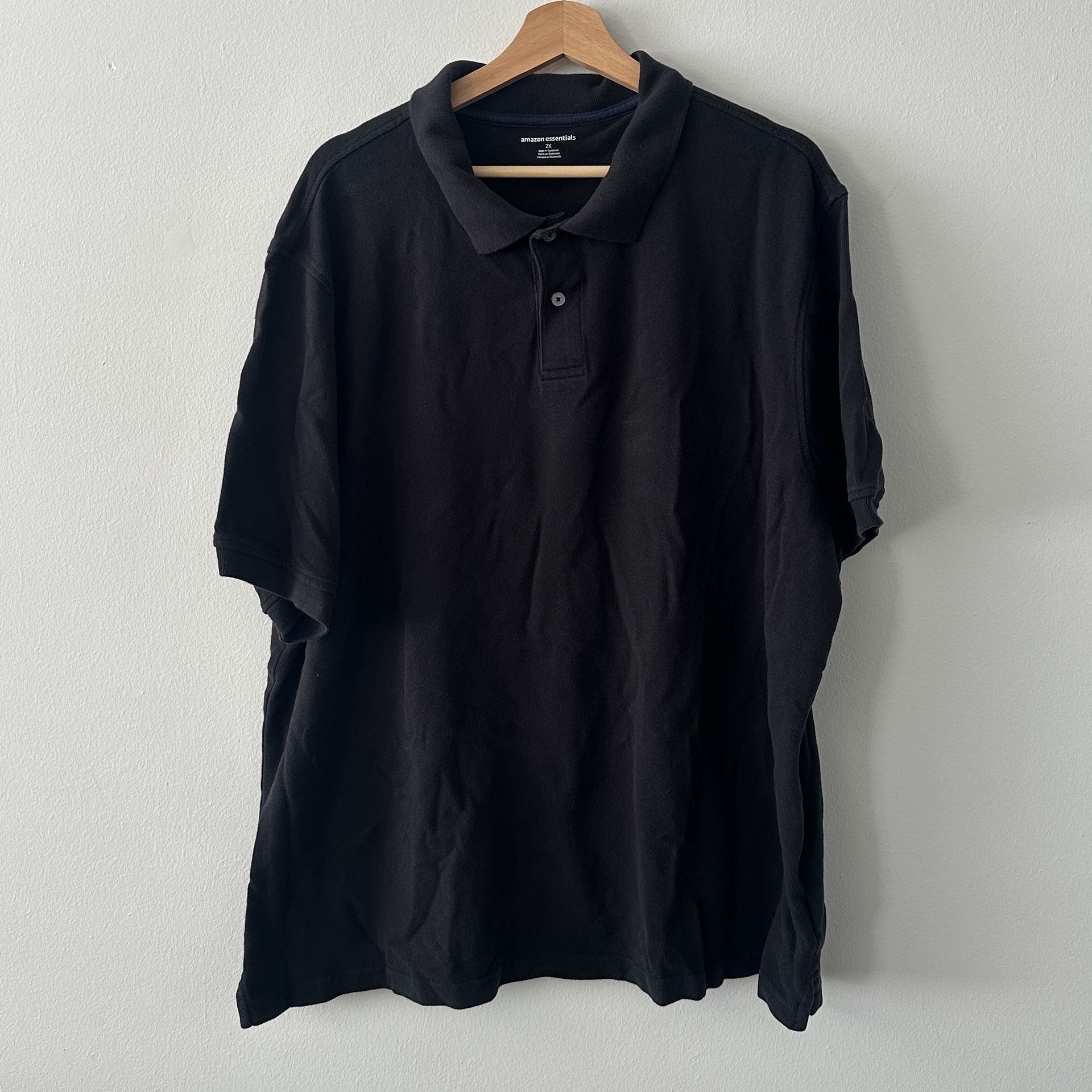 Amazon Essentials Black Polo T-Shirt Size 2X 100% Cotton
