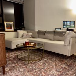 Beige L-Shaped Sofa Sectional – Barely Used, Excellent Condition!