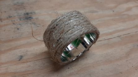 Hand crafted burlap napkin rings.