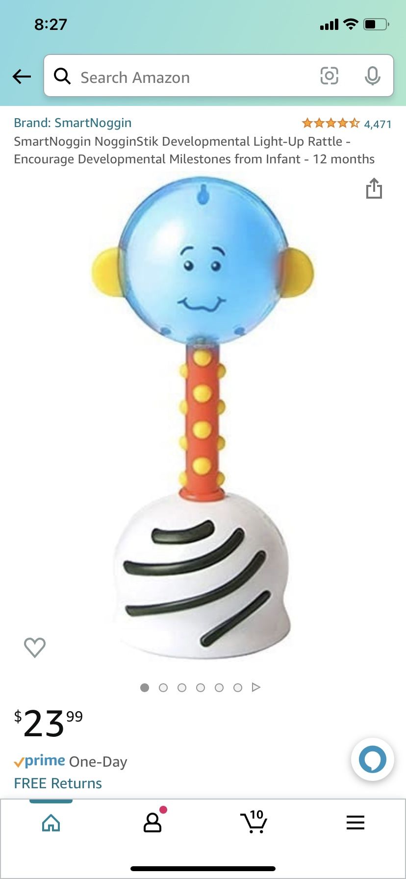 Developmental Light-Up Rattle (SmartNoggin NogginStik) for Sale in ...