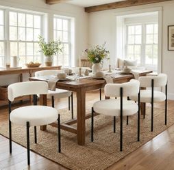6 Dining Chairs with Upholstered Seat and Round Back, Mid-Century Modern Kitchen Chairs for Dining Room, Restaurant