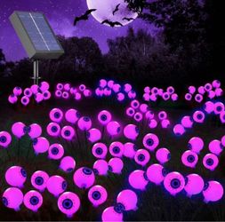 Halloween Solar Eyeball Lights Outdoor Waterproof 4 Pack 32 LED 8 Modes Solar...