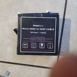 PowerBear Micro HDMI to HDMI Cable 4K UHD HDR HDMI 2.0 Gold Plated 60 hz