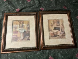 Framed Vintage Style Bathroom Wall Art Set – Matching Decor Prints