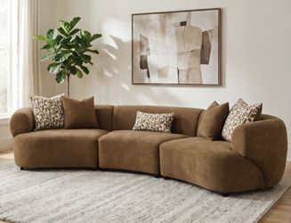 Brand New Super Plush Camel Brown Sectional Sofa (Pillows Included)