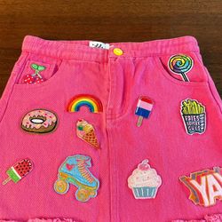 Lola And The Boys Hot Pink Jean Skirt 