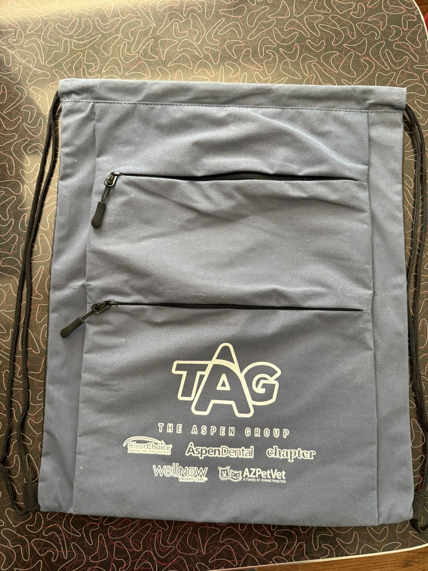 Brand New TAG Soft Feel Drawstring Bag w/ Two Zipper Pockets
