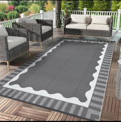 New Open Box Garvee 9’ x 18’ Waterproof Plastic Straw Reversible Outdoor Rug