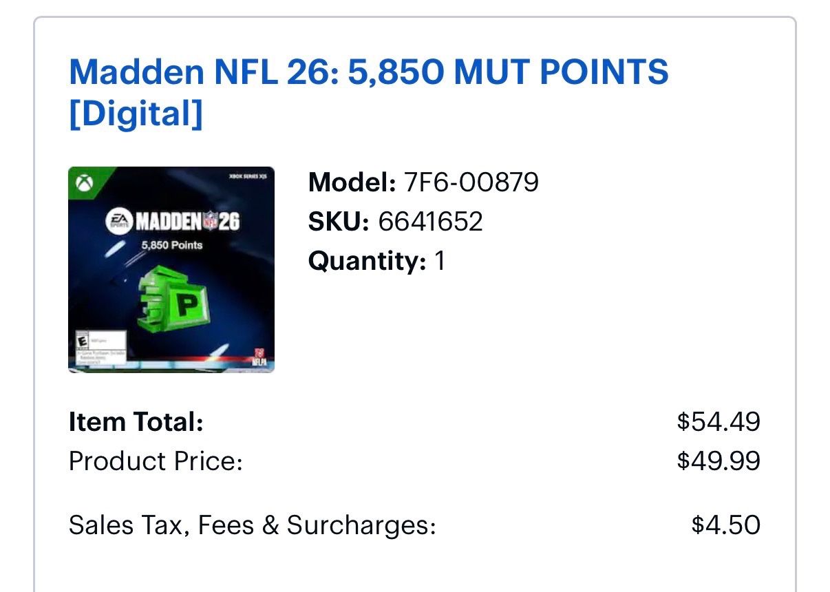 Madden 26 5,850 MUT Points Xbox Series X/S