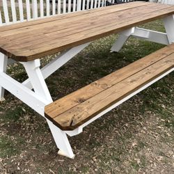 White & Dark Oak 8Ft Picnic Table