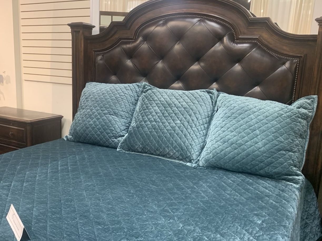 Bernhardt Leather Bed Frame and Headboard