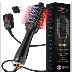 OMO Team 3-in-1 Hot Iron Comb Blow Dryer Brush