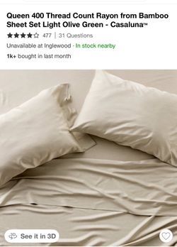 Queen 400 Thread Count Rayon from Bamboo Sheet Set Light Olive Green - Casaluna™
