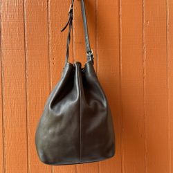 Vintage Coach 9166 Legacy Drawstring Cinch Top Bucket Bag in Black Leather RARE