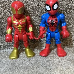 Hasbro Marvel Superhero Adventures Iron Spider Spiderman Action Figure lot of 2