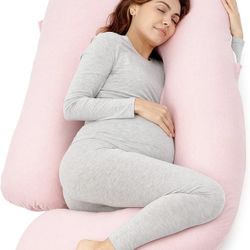 🔥 Momcozy Pregnancy Pillows for Sleeping, U Shaped Full Body Maternity Pillow for Side Sleeping - Support for Back, Legs, Belly, Hips, 57 Inch, Pink