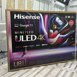 65u8 65” Hisense Smart 4K Mini Led HDR Tv