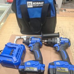 Kobalt 24-volt 2-Tool Brushless Power Tool Combo Kit with Soft Case (2-Batteries Included and Charger Included)