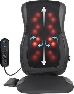 Mynt Black Acupressure Shiatsu Massage Chair Pad – 4 Node Deep Kneading Back Massager with Heat 