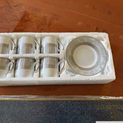 ★★★★★  Brand New 12 Piece Espresso Coffee Cup and Saucer Set, Service for 6