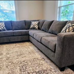 Brand New Artisan Charcoal Grey 2pc Full Length Sectional (Ottoman Not Included ) 5 Colors Avail.