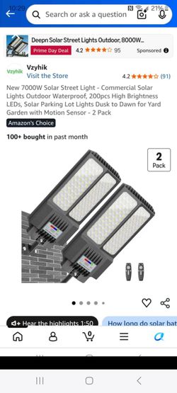 New 7000W solar street light commercial solar lights outdoor ,with motion sensor 2 pack new in box pick up in pomona $80