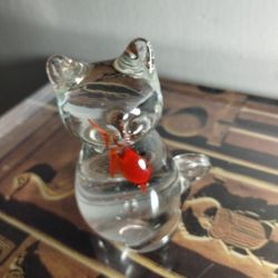 MURANO GLASS CAT FIGURINE PAPERWEIGHT 3.5" ×2.5'" - M40