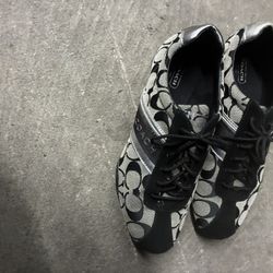 Coach Signature Suede Sneakers Black White Size 8.5 M