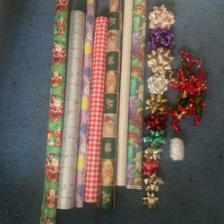 Merry Christmas, Thanksgiving, Birthday gift wrapping Wrap set, wrapping paper, ribbons and bows.
