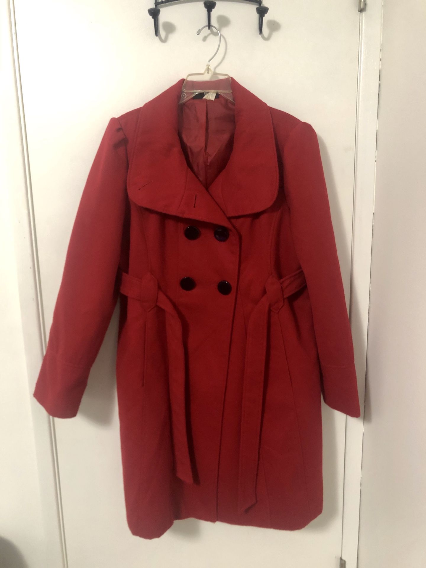 Red dress pea coat - like new!