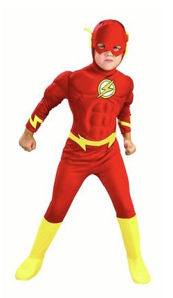 *NEW* Retail $39.99. DC Comics Deluxe Muscle Chest The Flash Child Costume - Red