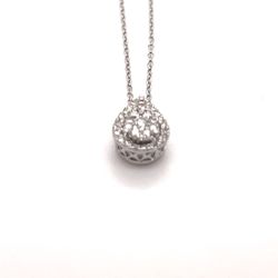 14kt White Gold Rolo Diamond Pear Pendant & 18” Necklace  .15 Ctw 1.50grams 147916 1