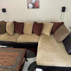 Nice Brown/Tan Sectional Couch In Great Shape